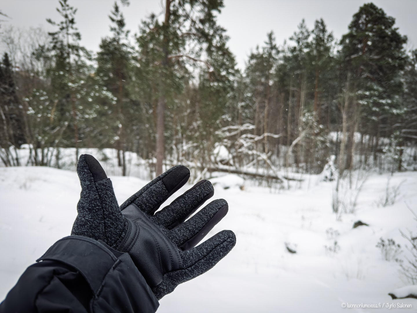 Sormet jäässä, talvisäässä